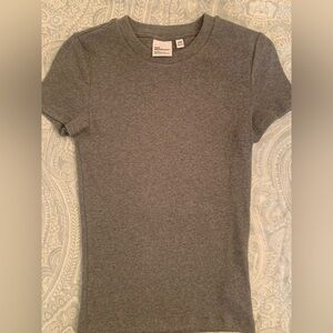 Aritzia Gray Short Sleeve Tees Classic Crew Neck